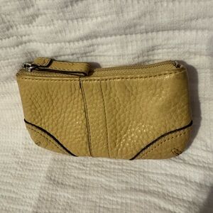 Coach Beige Pebbled  Leather Key & Card Holder